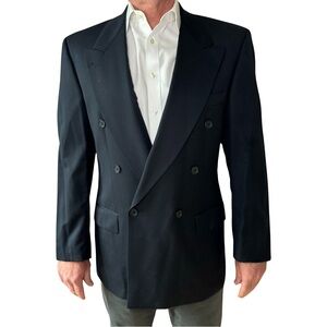 BOSS HUGO BOSS “Al Capone” Double Breasted Blazer Sport Coat Pure New Wool Blue